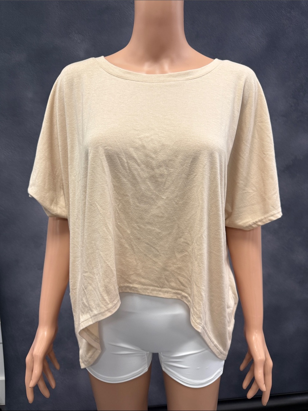 Women's Cream Relaxed Short Sleeve Top